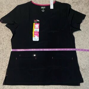 ScrubStar V-Neck Black Top Size L NWT